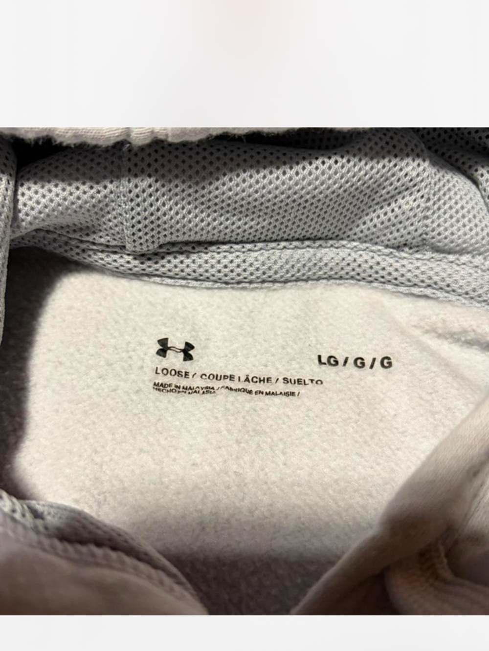 Under Armour Rival Fleece Hoodie Gray Cream Colorblock Large - Picture 5 of 5